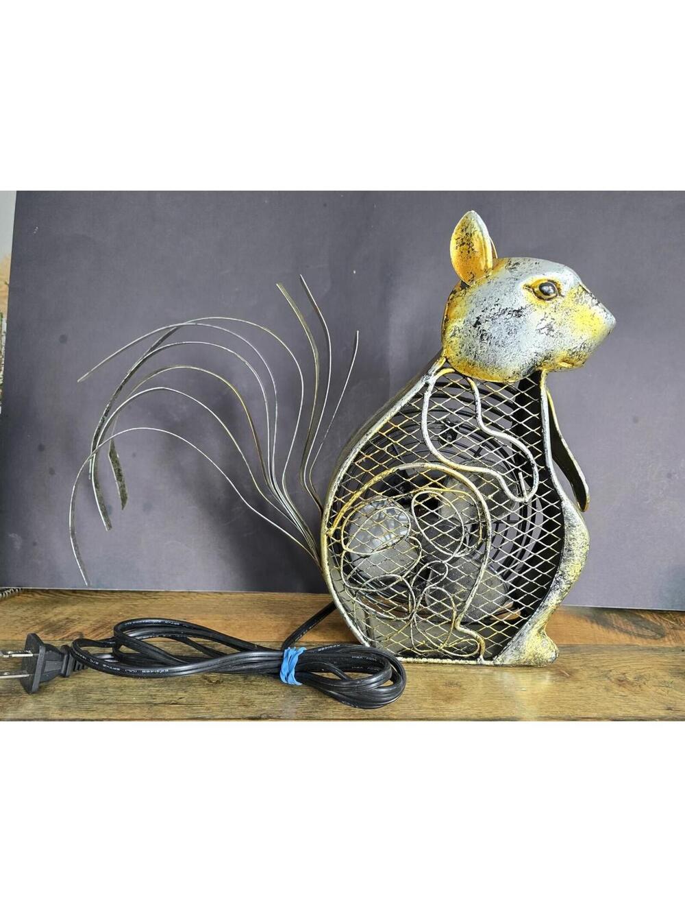 Deco Breeze Vintage Style Metal Squirrel Fan with Unique Wire Tail Design